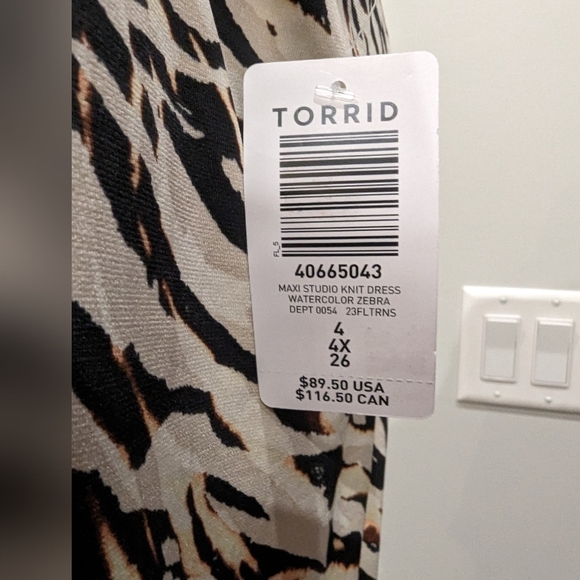 Torrid studio knit  zebra print dress with sexy keyhole sides plus size 4x - Picture 7 of 10